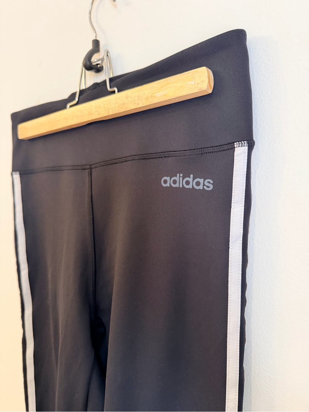 adidas Black Leggings with White Side Stripe